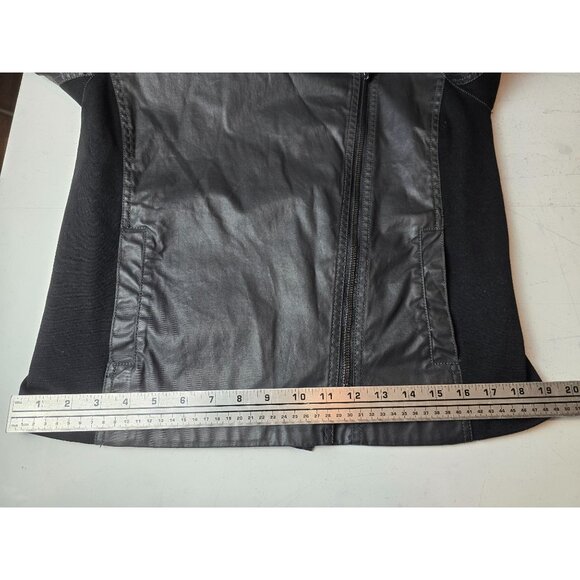 Eileen Fisher Waxed Cotton Italian Fabric Black Moto Jacket M Classic - Picture 7 of 7